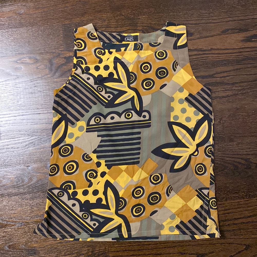 Yellow Brown Patterned Tank Top